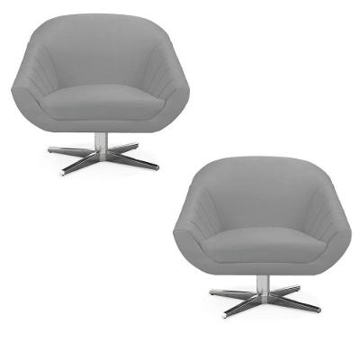 Kit 02 Poltronas Giovana Suede Cinza