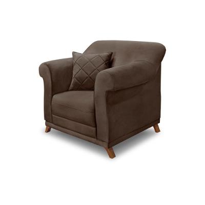 Poltrona Decorativa C/1 Almofada Veludo Marrom