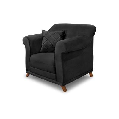 Poltrona Decorativa C/1 Almofada Veludo Preto
