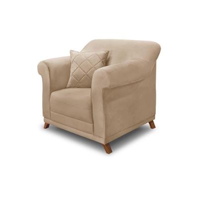 Poltrona Decorativa C/1 Almofada Suede Bege