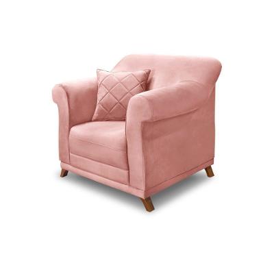 Poltrona Decorativa C/1 Almofada Veludo Rosa