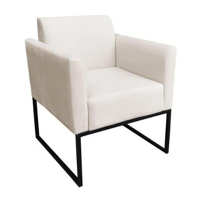 Poltrona Decorativa Base Industrial Preto Maressa S03 Suede Bege - Ibiza