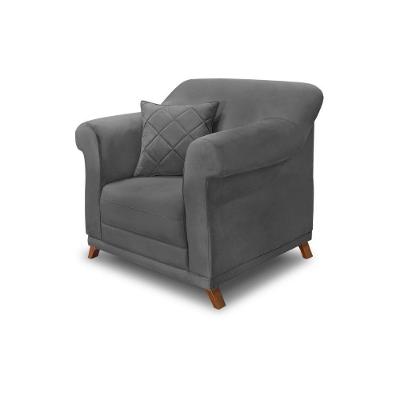 Poltrona Decorativa C/1 Almofada Suede Cinza