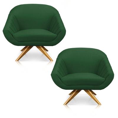 Kit 02 Poltronas Giovana Suede Verde