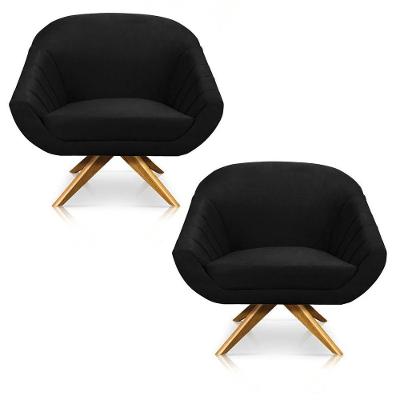 Kit 02 Poltronas Giovana Suede Preto
