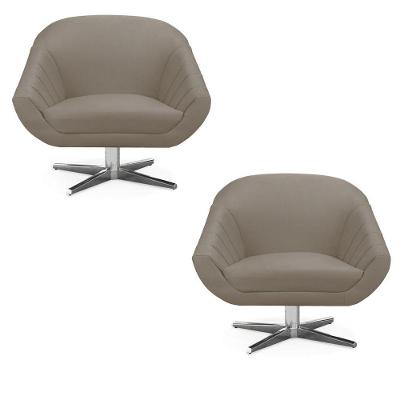 Kit 02 Poltronas Giovana Suede Marrom Rato
