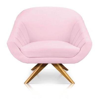 Poltrona Giovana Suede Rosa Bebê