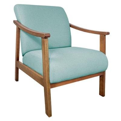 Poltrona Liz Base Madeira Suede Cor Azul Tiffany