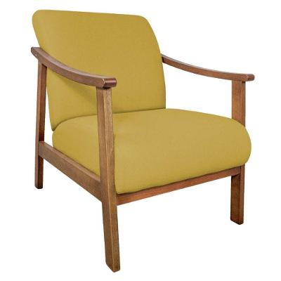 Poltrona Liz Base Madeira Suede Cor Amarelo