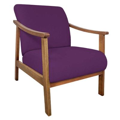 Poltrona Liz Base Madeira Suede Cor Roxo