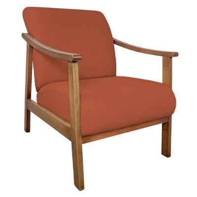 Poltrona Liz Base Madeira Suede Cor Terracota