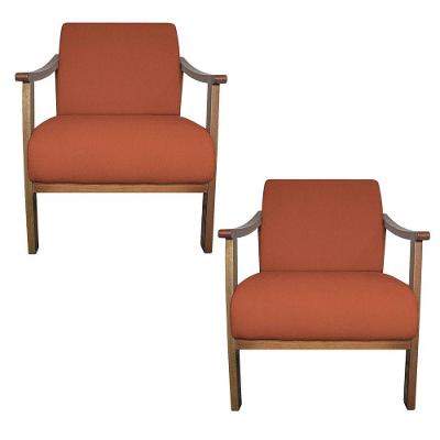 Kit 02 Poltrona Liz Base Madeira Suede Terracota