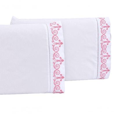 Jogo Lençol Quarto Casal King Bordado 3 Peças Branco Rose