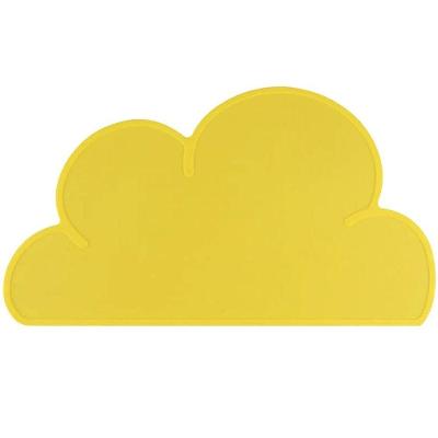 Lugar Americano Para Bebê Nuvem Silicone Impermeável 47x26cm Amarelo