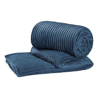 Manta Veludo Luxo Decorativa Azul