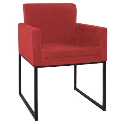 Poltrona Decorativa Bellinha Base de Ferro Preto Corano Vermelho