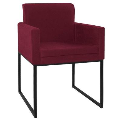 Poltrona Decorativa Bellinha Base de Ferro Preto Suede Bordô