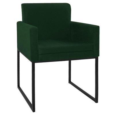 Poltrona Decorativa Bellinha Base de Ferro Preto Suede Verde