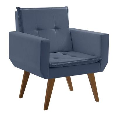 Poltrona Taurus 1 Lugar Base Palito Tecido Azul Bic