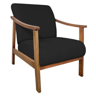 Poltrona Liz Base Madeira Suede Preto