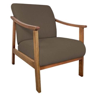 Poltrona Liz Base Madeira Suede Marrom
