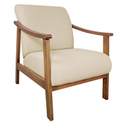Poltrona Liz Base Madeira Suede Bege