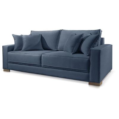 Sofá 2 Lugares Fixo Living Hotello Veludo Azul 1,80m