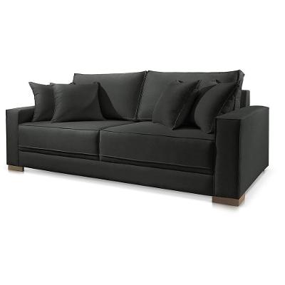Sofá 3 Lugares Fixo Living Hotello Veludo Preto 2,00m