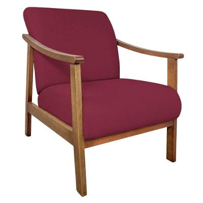 Poltrona Liz Base Madeira Suede Bordô