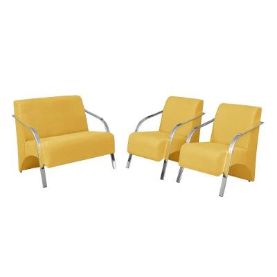 Conjunto Poltrona Vênus Braço Alumínio D Salla Amarelo