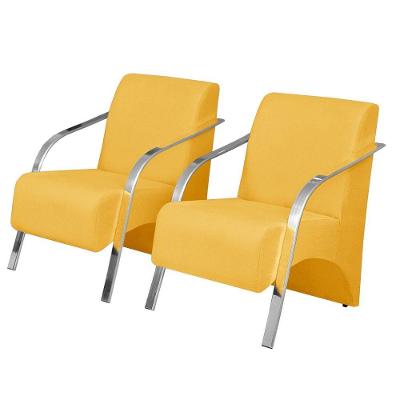 Kit 2 Poltronas Vênus 1 Lugar Pé Alumínio D Salla Amarelo