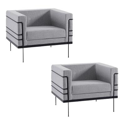 Kit 2 Poltronas Preto Jeanneret-gris Linhão Cinza