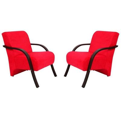 Kit 2 Poltronas Vênus 1 Lugar Braço Madeira D Salla Vermelho