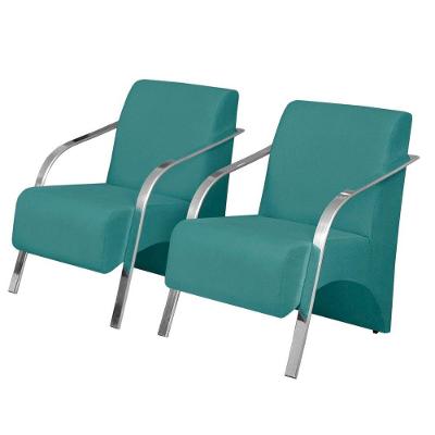 Kit 2 Poltronas Vênus 1 Lugar Pé Alumínio Turquesa