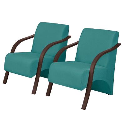 Kit 2 Poltronas Vênus 1 Lugar Pé Madeira D Salla Turquesa