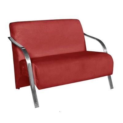 Poltrona 2 Lugares Vênus Braço Alumínio D Salla Vermelho