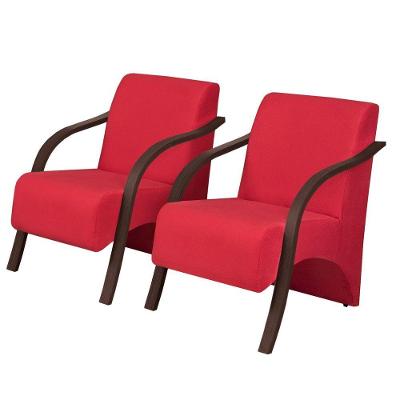 Kit 2 Poltronas Vênus 1 Lugar Pé Madeira D Salla Vermelho
