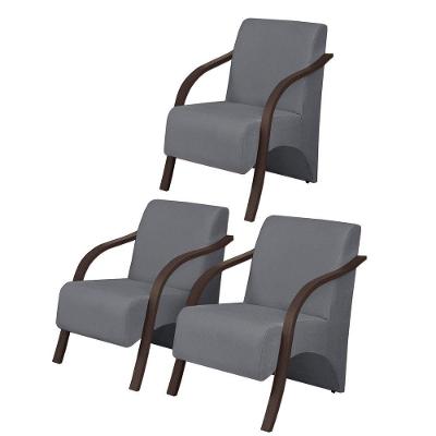 Kit 3 Poltronas 1 Lugar Vênus Suede Grafite