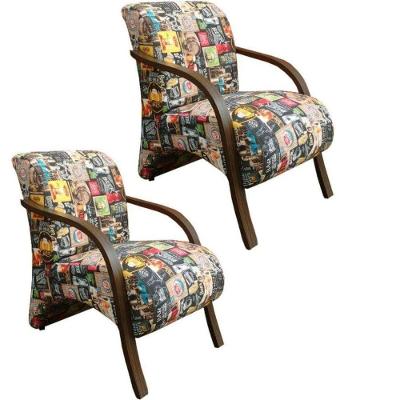 Kit 2 Poltronas Vênus Braço Madeira D Salla Retro Bar 107