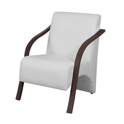 Poltrona 1 Lugar Vênus Braço Madeira D Salla Courino Branco