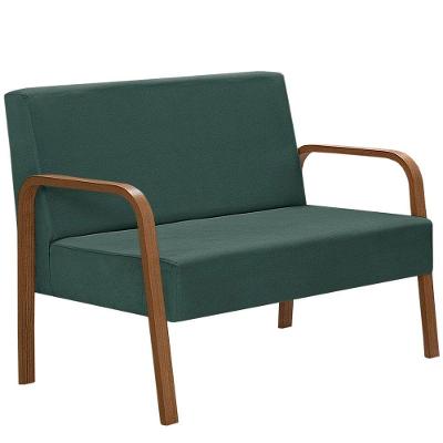 Poltrona 2 Lugares Jade Braço Madeira D Salla Suede Verde