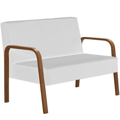 Poltrona 2 Lugares Jade Braço Madeira D Salla Courino Branco