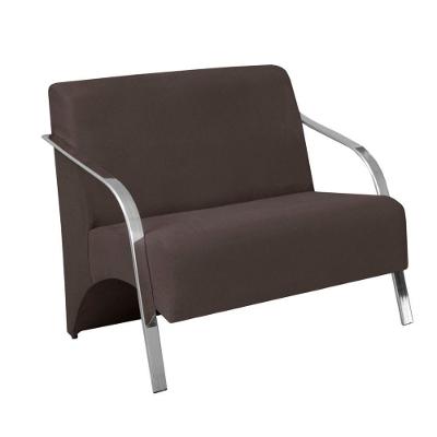 Poltrona 2 Lugares Vênus Braço Alumínio Suede Marrom