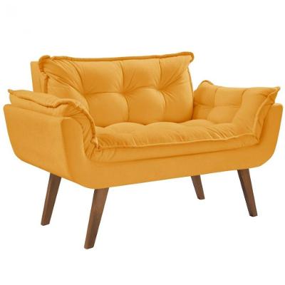 Poltrona Opalla 2 Lugares D Salla Suede Base Palito Amarelo
