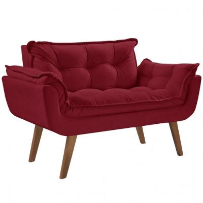 Poltrona Opalla 2 Lugares D Salla Suede Base Palito Bordô
