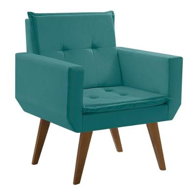 Poltrona Decorativa Taurus 1 Lugar Base Palito Tecido Suede Turqueza