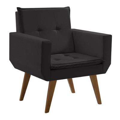 Poltrona Decorativa Taurus 1 Lugar Base Palito Tecido Suede Preto