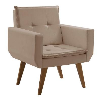 Poltrona Decorativa Taurus 1 Lugar Base Palito Tecido Suede Cappuccino
