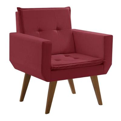 Poltrona Decorativa Taurus 1 Lugar Base Palito Tecido Bordo