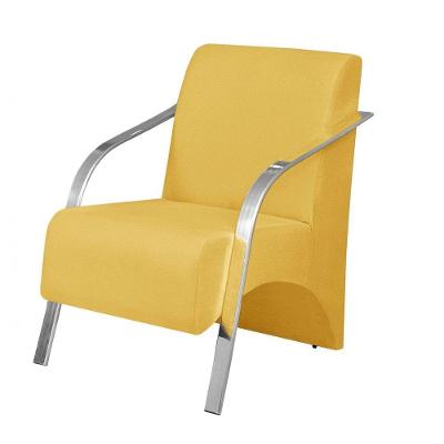 Poltrona Vênus 1 Lugar Braço Alumínio Suede Amarelo
